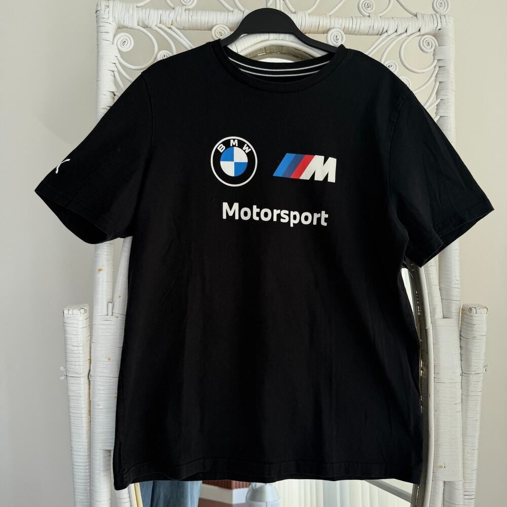 BMW Motorsport Shirt Mens Large Puma M Series Short Sleeve Graphic Tee Black